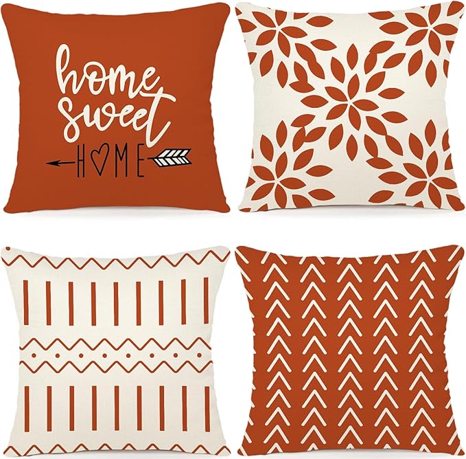 YCOLL Fall Pillow Covers 18x18 Set of 4, Modern Sofa Throw Pillow Cover