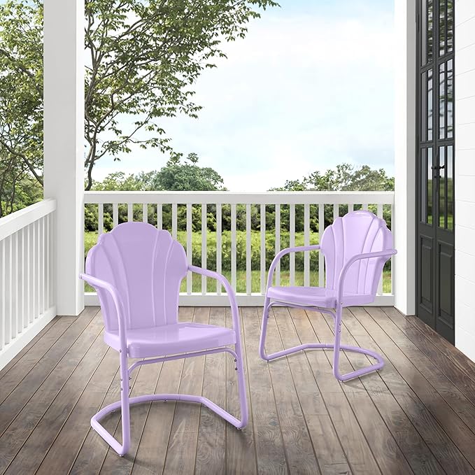 Crosley Furniture Tulip 2-Piece Outdoor Chair Set, Vintage Retro Metal Patio