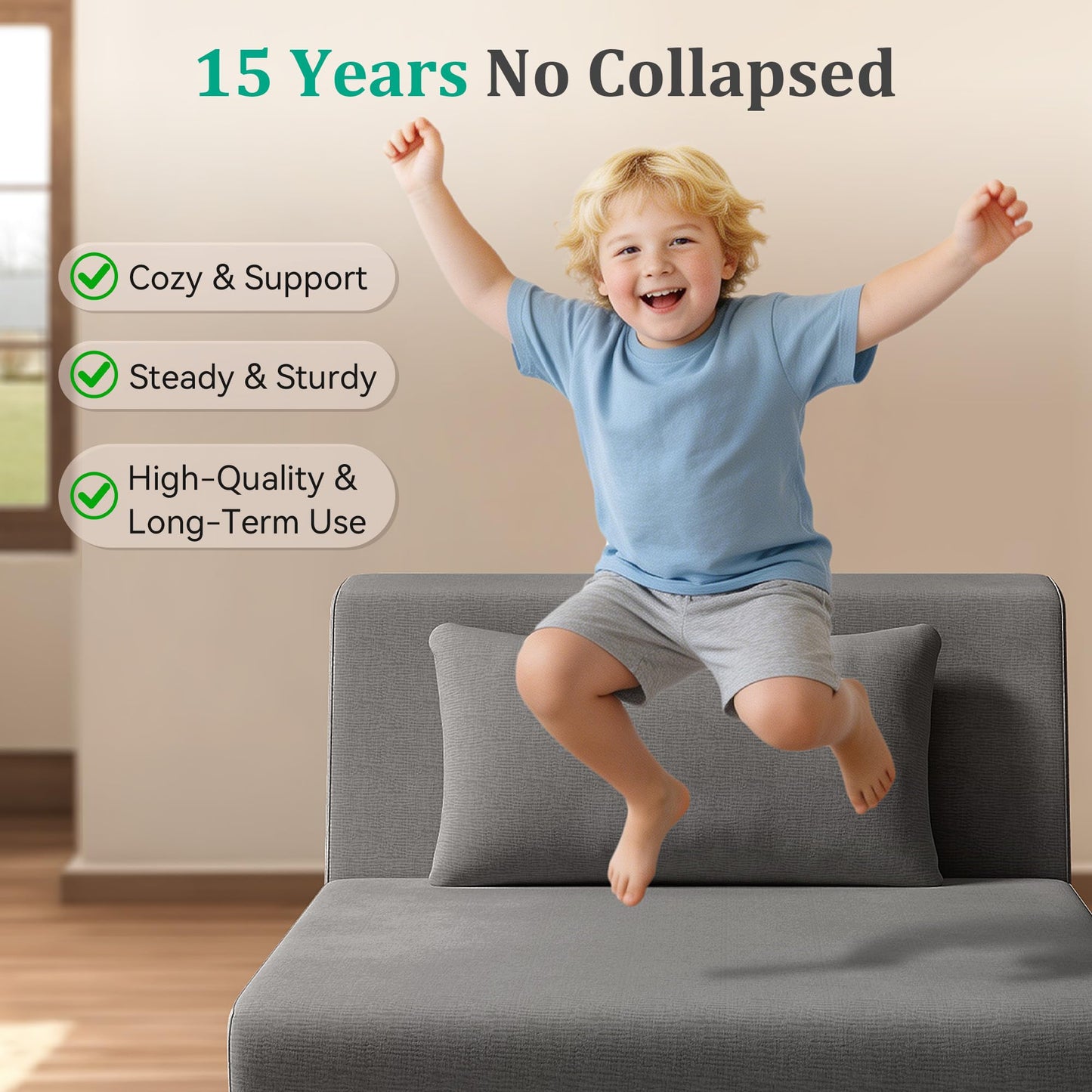 KAPEETOO Fold Out Chair Bed, Folding Sofa Bed, 3 in 1 Convertible Sleeper Chair Bed for Nap, Transformable Sofa Bed for Apartment,Dormitory,Bedroom