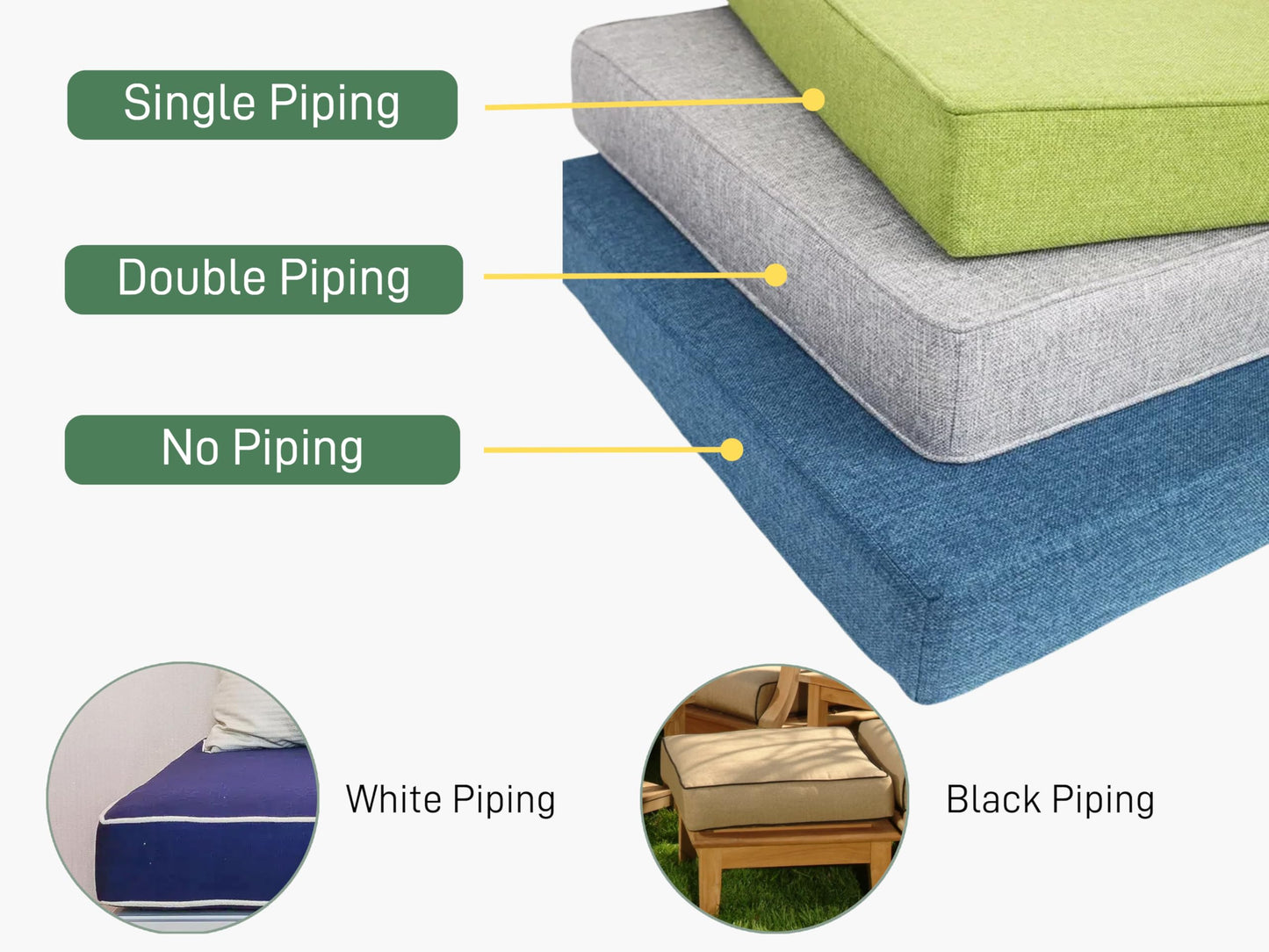 Kiyeocca Custom Size Bench Cushion, Bay Window Seat Cushions, Firm Foam Pad for Patio Furniture/Sofa Couch/Chair, Non-Slip Seating Pad with Washable Removable Cover