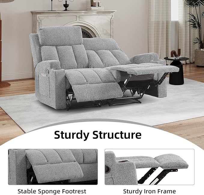 CANMOV Manual Recliner Sofa Set, Fabric Reclining Sofa Chair
