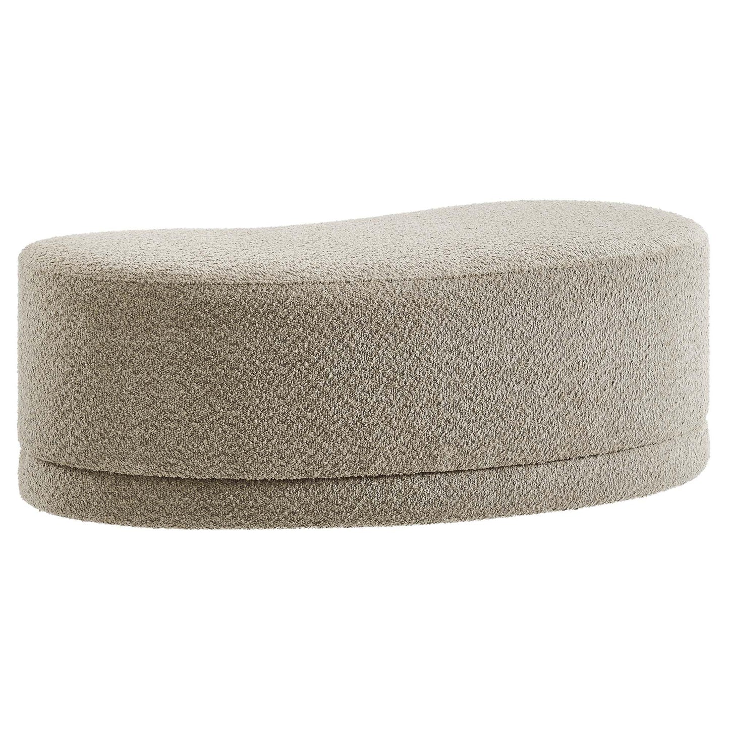 Modway Nimbus 48 Inch Curved Ottoman Bench in Oat - Soft Fabric Chenille Ottoman - Versatile Bedroom Bench - Bouclé Footstool - Upholstered Coffee Table - Bedroom and Living Room Furniture