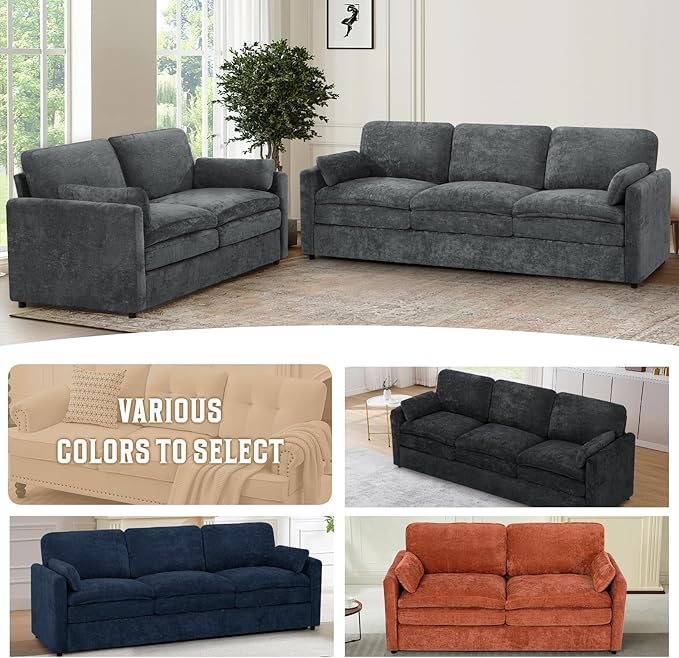 Chenille Upholstered Sofa Set