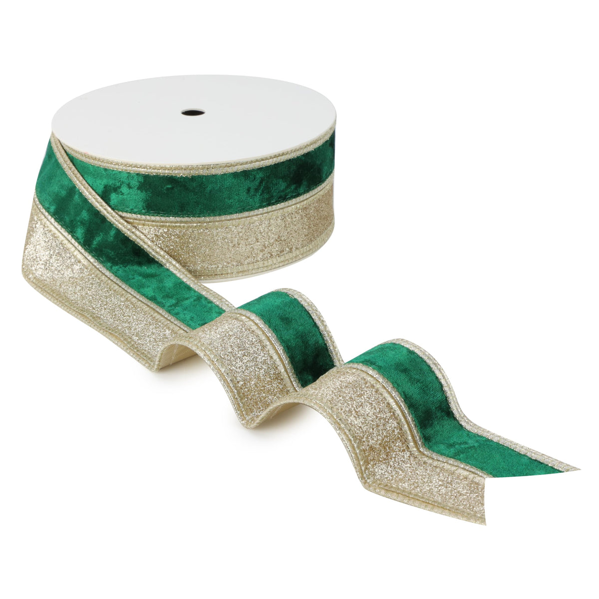 DINDOSAL Green Velvet Wired Ribbon, 2.5 Inch x 10 Yards