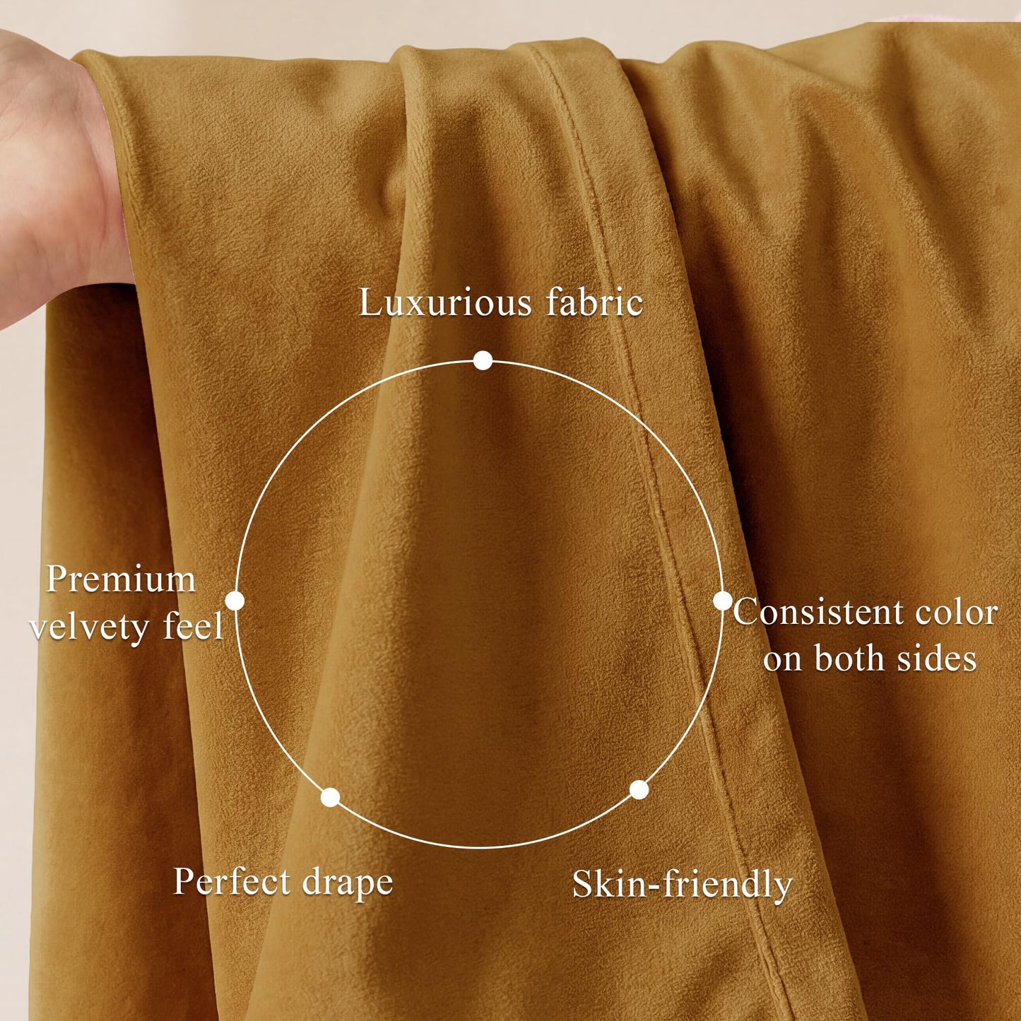 StangH Mustard Gold Velvet Curtains 108 inches Long, Luxury Room Darkening Home Decorative Curtain Drapes for Birthday Party/Holiday/Studio/Backdrop, Grommet Top, W52 x L108, 2 Panels