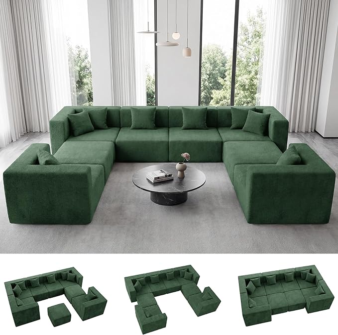 MONVANE Modular Sectional Sofa, Oversized 8 Seat Convertible U Shaped Couch