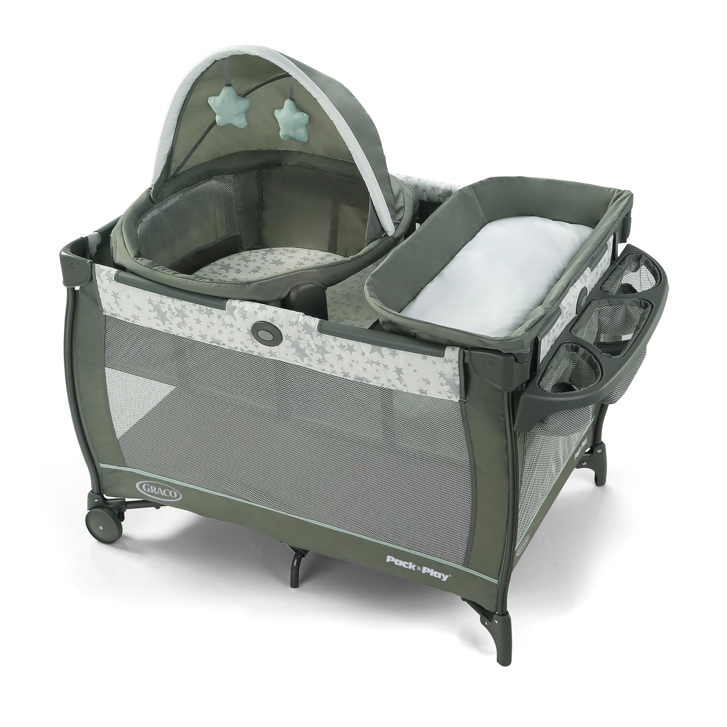 Graco® Pack ’n Play Travel Dome Playard, Portable Bassinet with UV Canopy, Full‑Size Infant Bassinet, Diaper Changer