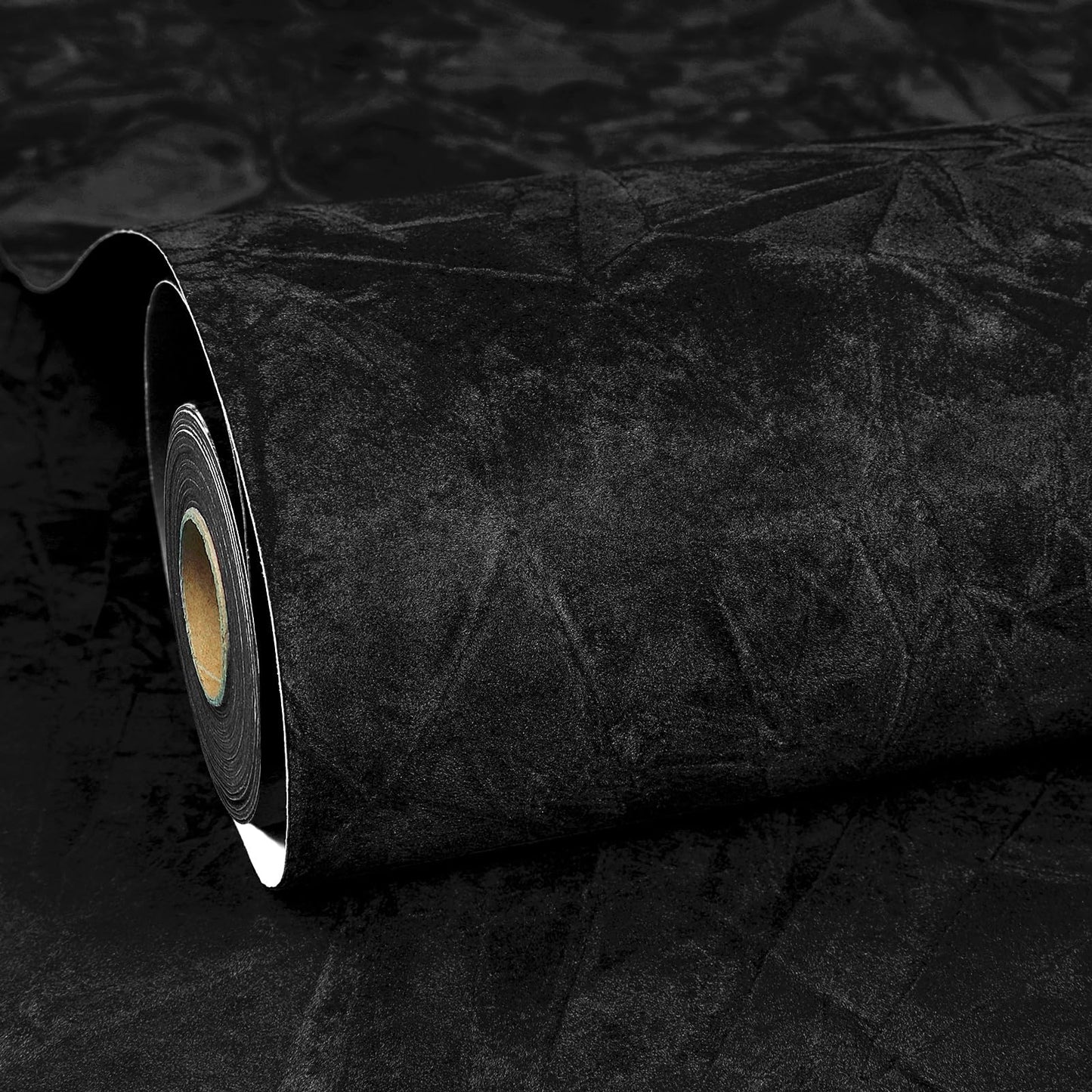 ReWallpaper Black Contact Paper Peel and Stick Soft Flocked Velvet Wallpaper Self Adhesive Removable Wall Paper for Cabinets Shelves Drawer Jewelry Box Liner Closet Matte DIY Home Decor 17.5in x 6.5ft