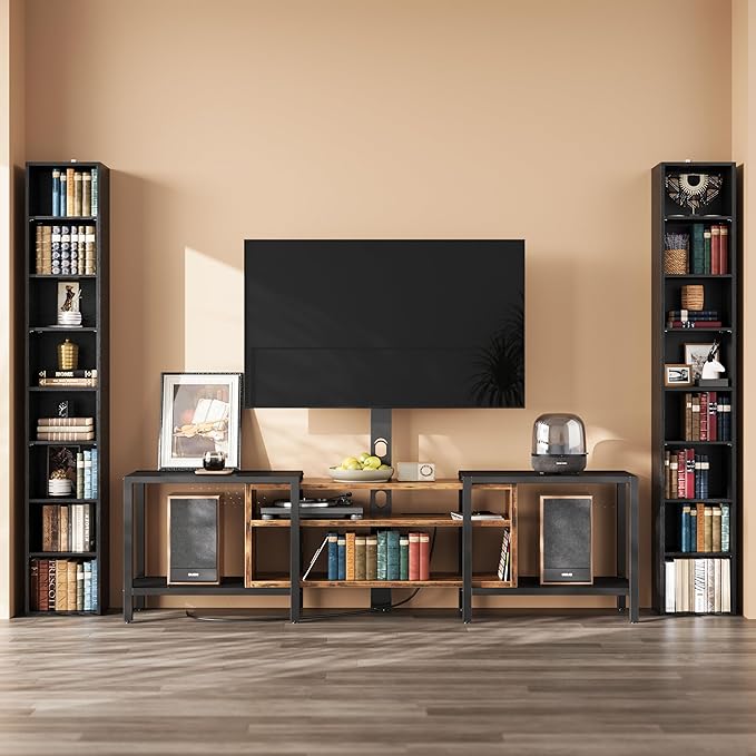 IRONCK Tall Narrow Bookshelf 8 Tiers 71in Set of 2, Compact Corner Bookcase