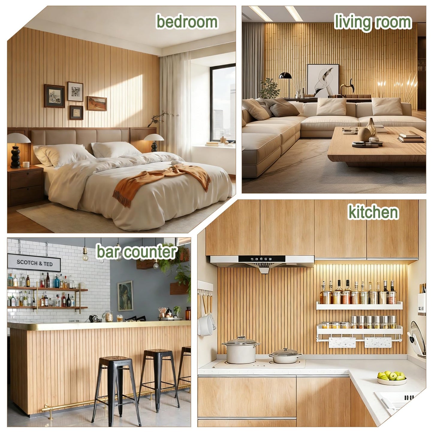 Natural Bamboo Wall Panel for Interior Decor - 7.8 ft x 1.3 ft (94" x 15.6") Narrow Slat Design, Renewable Pole Wrap & Wainscoting Paneling for Walls, Ceiling, Furniture - Raw Bamboo, 1-Pack