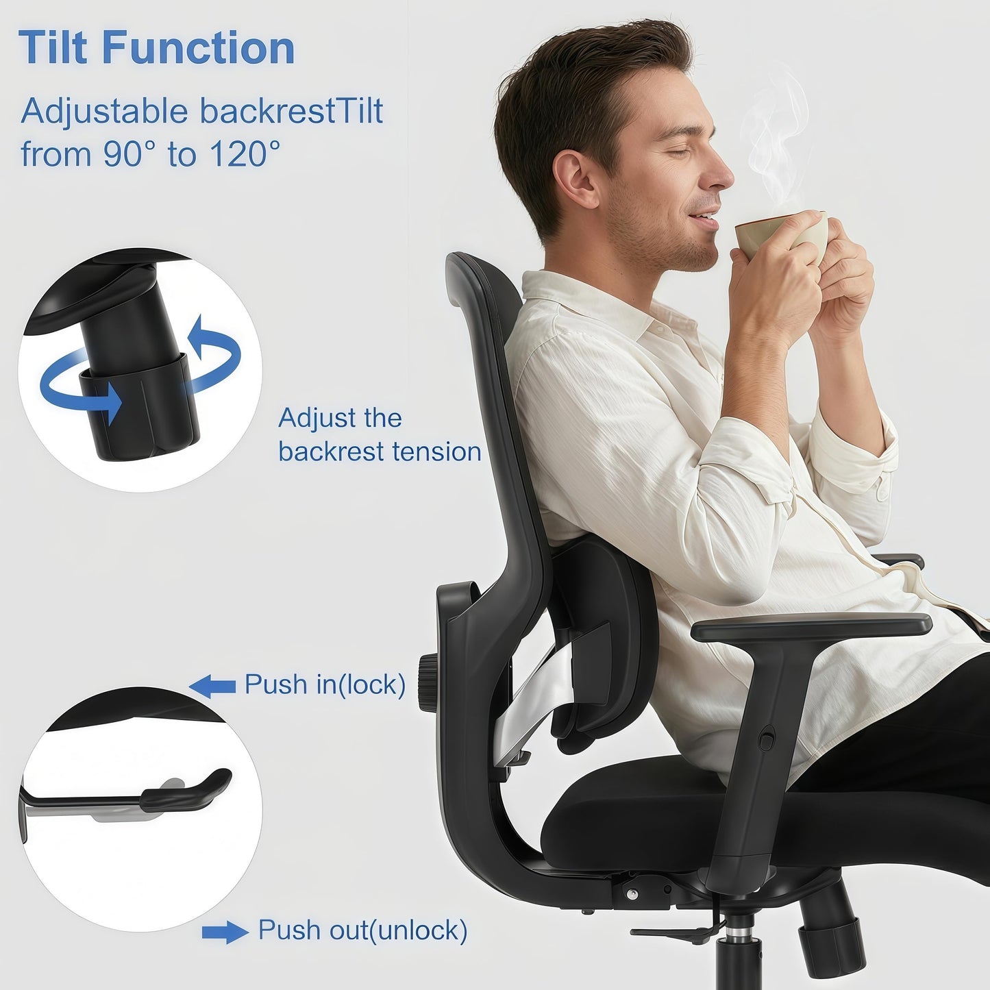 ZLHECTO® Ergonomic Office Chair, Executive Office Chair with Lumbar Support, Adjustable Height Arms 360° Swivel Mesh Desk Chair, Quiet Rolling Computer Chair for Home Office BIFMA Certified-300LBS