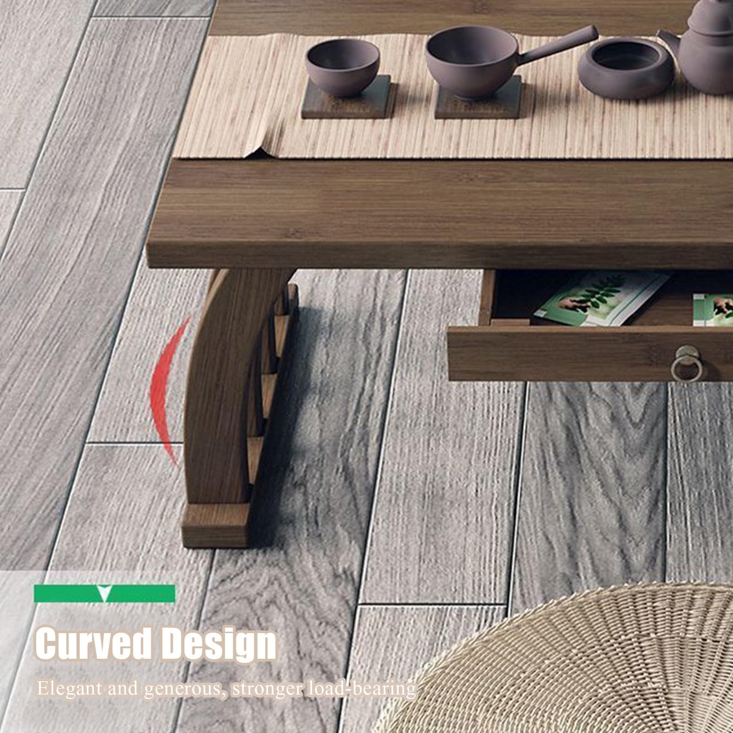 GLDGJMZ Bamboo Meditation and Tea Table Small Coffee Table & Altar for Living Room Bedroom Style Perfect for Floor Sitting Zen Decor Eco Friendly Furniture