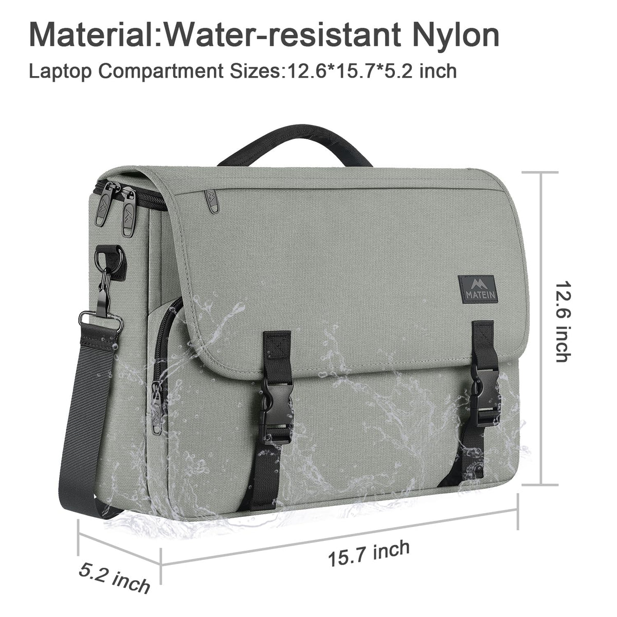 MATEIN School Bag, Bookbag for Teen, College Student Gifts, Mens Briefcase 15.6 inch Laptop Messenger Bag for men, Large Crossbody Satchel Computer Work Office Case with Shoulder Strap, Grey