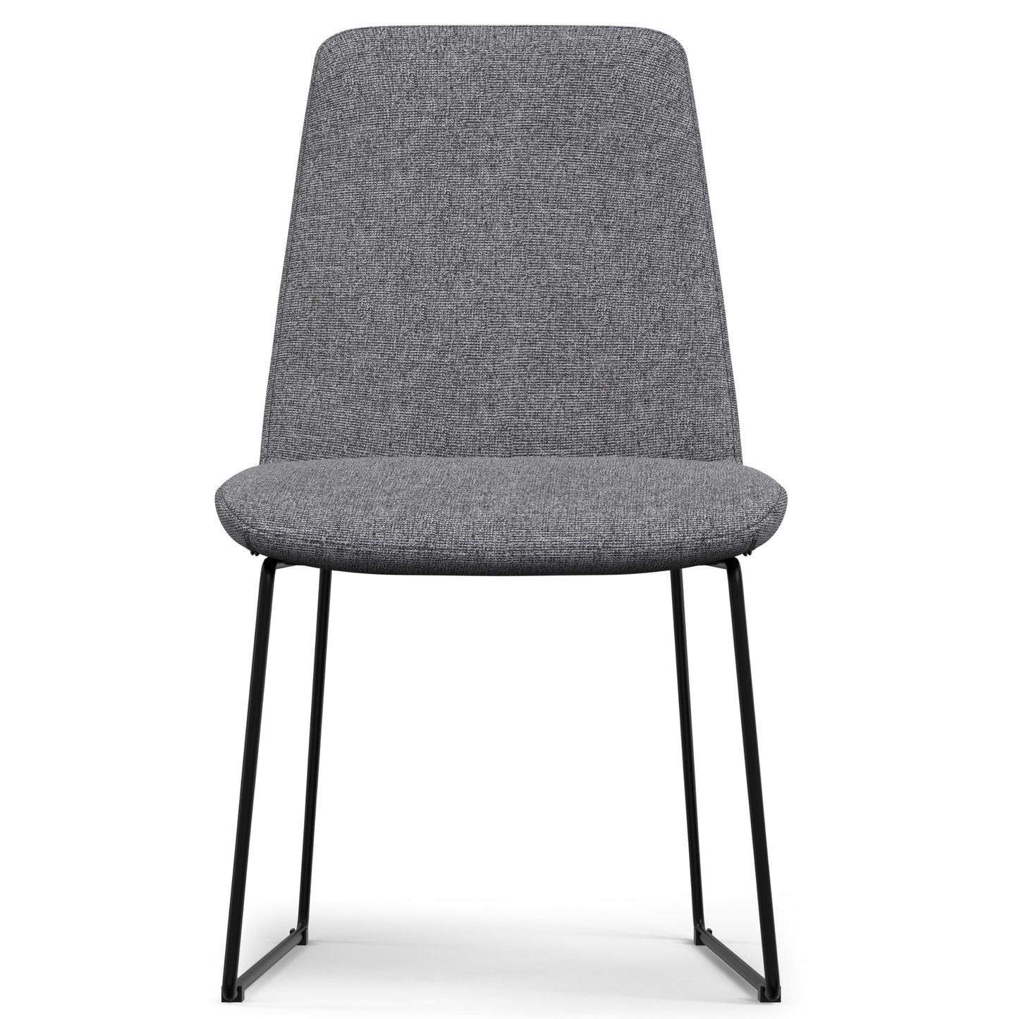 SIMPLIHOME Corina Dining Chairs - Upholstered Black Metal and Linen-Style Fabric Kitchen Chair Set in Grey, Modern Minimalist Dining Room Seating with Sled Base and Cushioned Seat (Set of 2)
