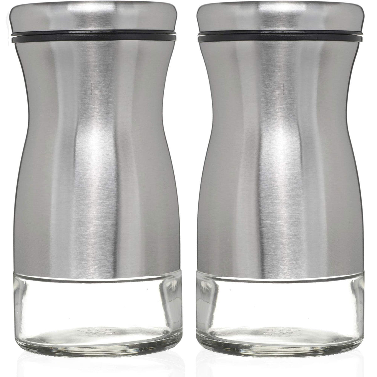 Salt and Pepper Shakers Set with Adjustable Pour Holes by CHEFVANTAGE - Stainless Steel