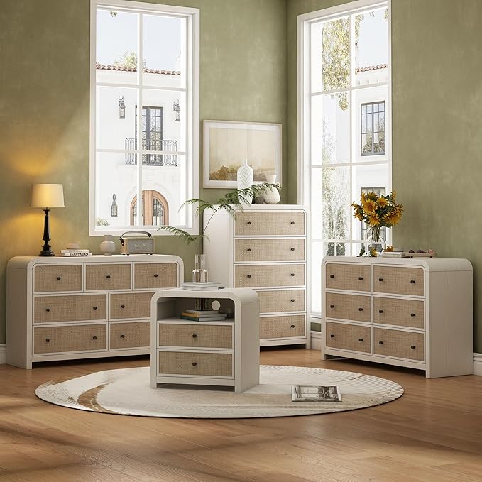 Oak&Sparrow Rattan Nightstand, 23.6'' Rattan End Table
