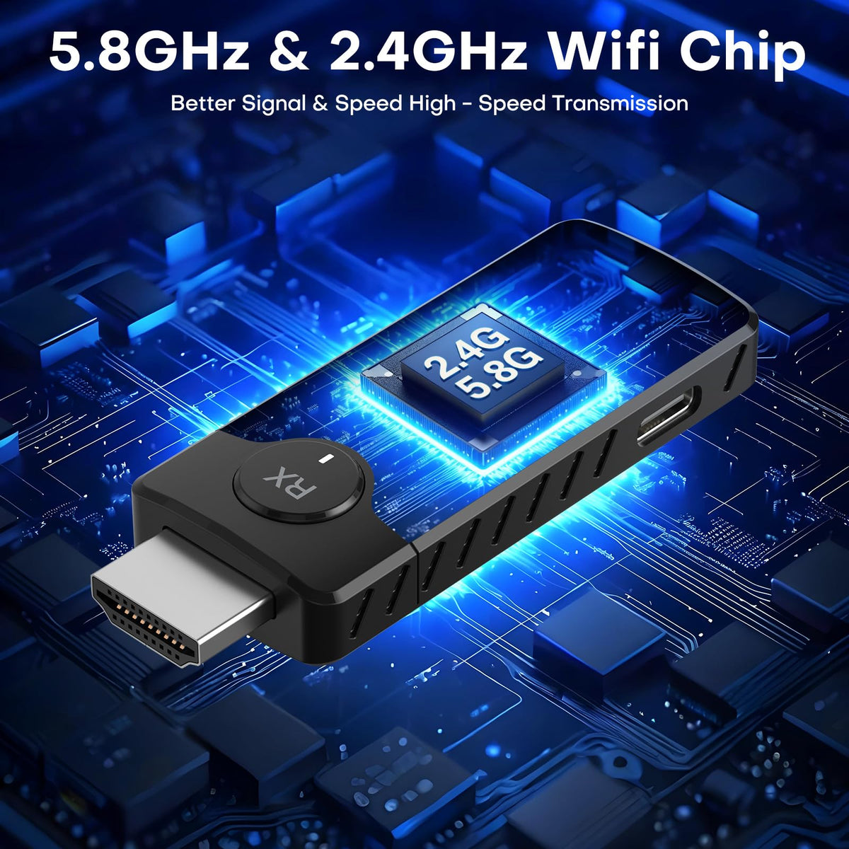 Wireless HDMI Transmitter and Receiver for Streaming Kit,Built-in Antenna Low-latency transmission of 1080P HD video streams,Video/Audio to Monitor from PC,Auto Pairing for Laptop/TV/Monitor/Projector