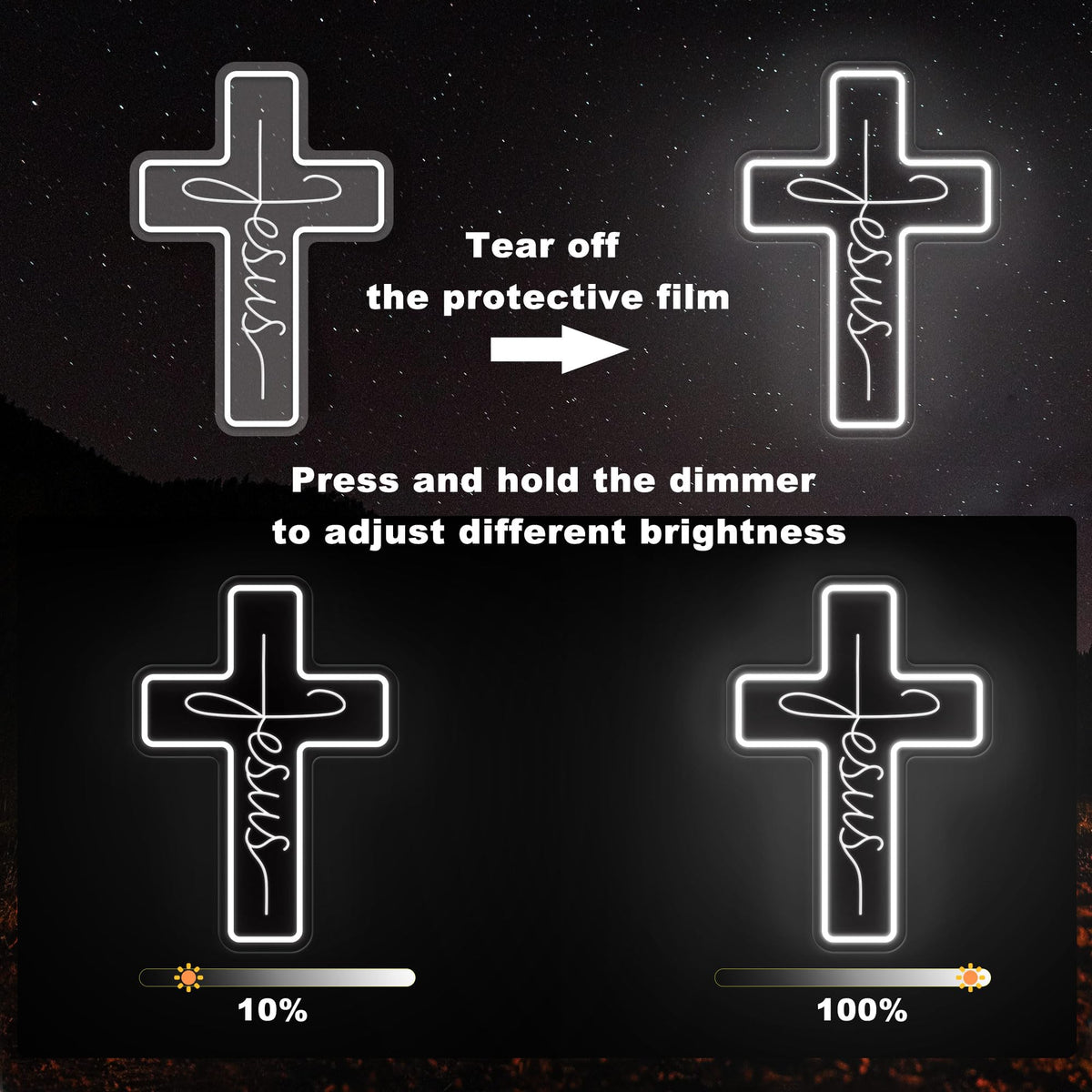 Jesus Cross Neon Signs, Dimmable LED Neon Lights for Wall Decor Bedroom Home Room Party Decor, Light Up Sign for Wedding Christmas Easter Celebrations New Year Gifts
