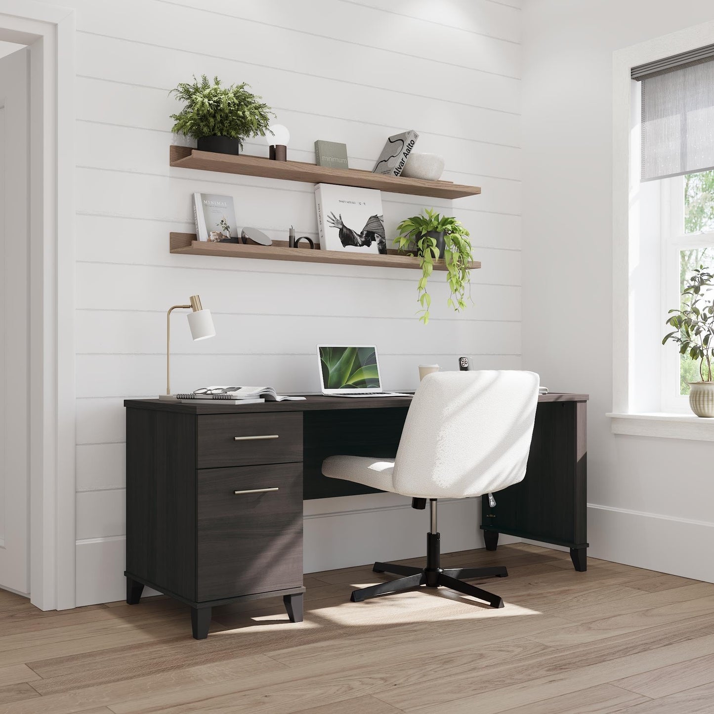Bush Furniture 72-inch Home Office Desk with Drawers, Large Computer Table for Personal Workspace, Somerset Collection, Storm Gray