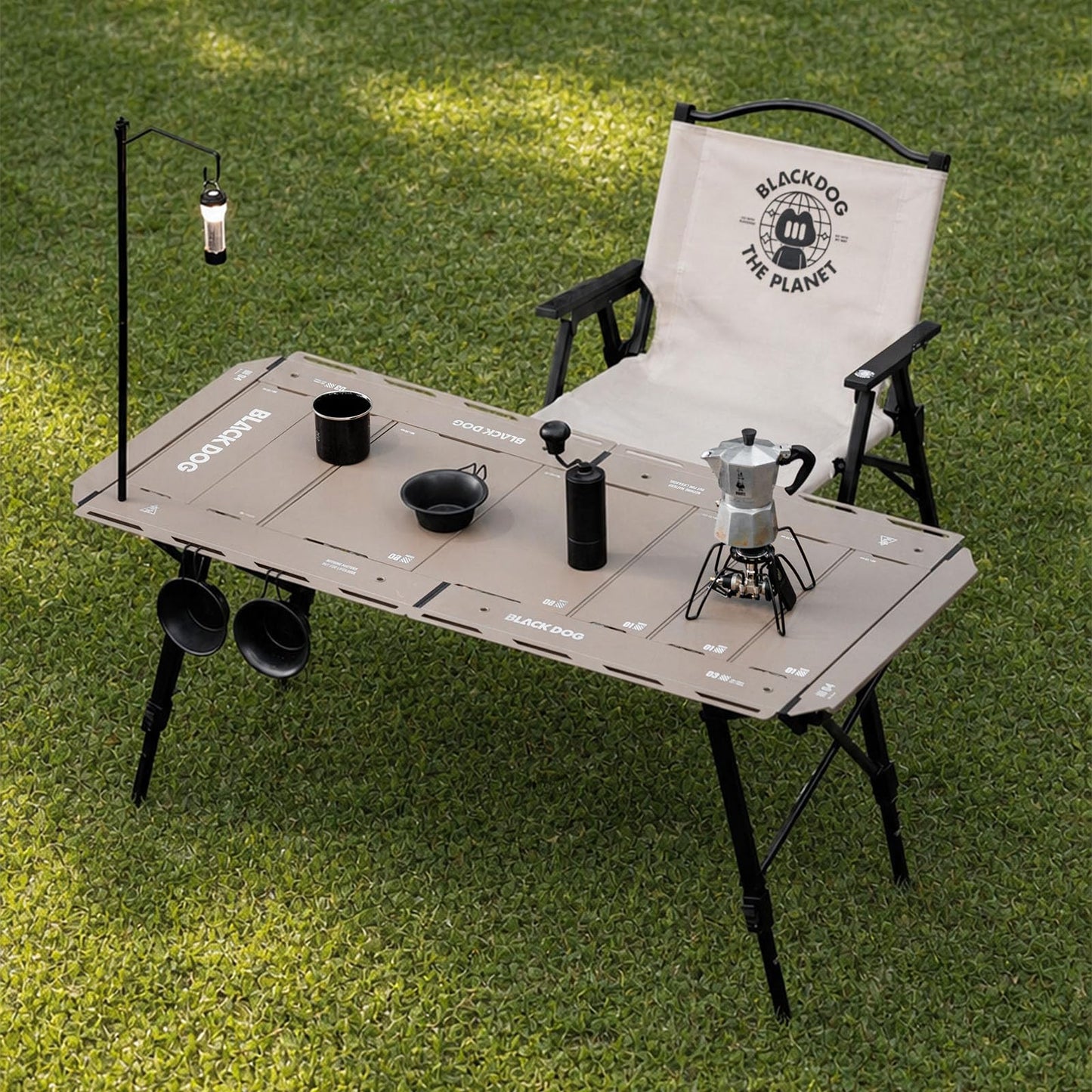 Grkod BLACKDOG 4.5U IGT Camping Table, Folding Portable Camp Table, Adjustable Height Aluminum Portable Table with Carry Bag for Outdoor, Pictic, Patio and Backyard 48.8" L x 22.8" W, Desert Sand