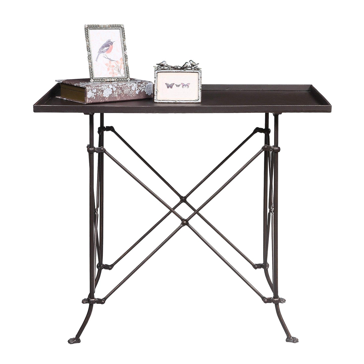 Creative Co-op HD6145 Rectangle Metal Accent Table, 27", Bronze