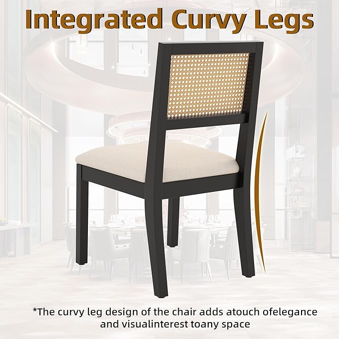 Westice Rattan Dining Chairs Set of 6, Farmhouse Natural Dining Room Chairs