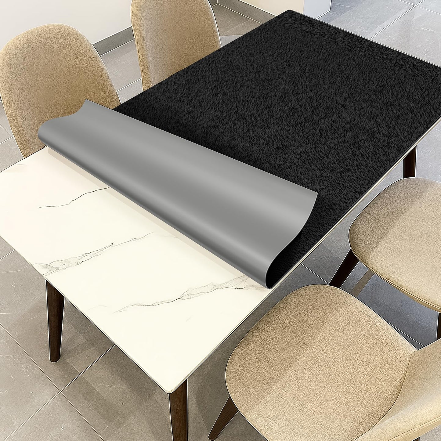 Warmstar Leather Table Cover 18 x48 Inch, 1.8MM Thick PVC Table Protector Waterproof, Desk Cover Protector Non-Slip Table Pad for Kitchen, Dresser, Gaming Desk,Dining Room Table
