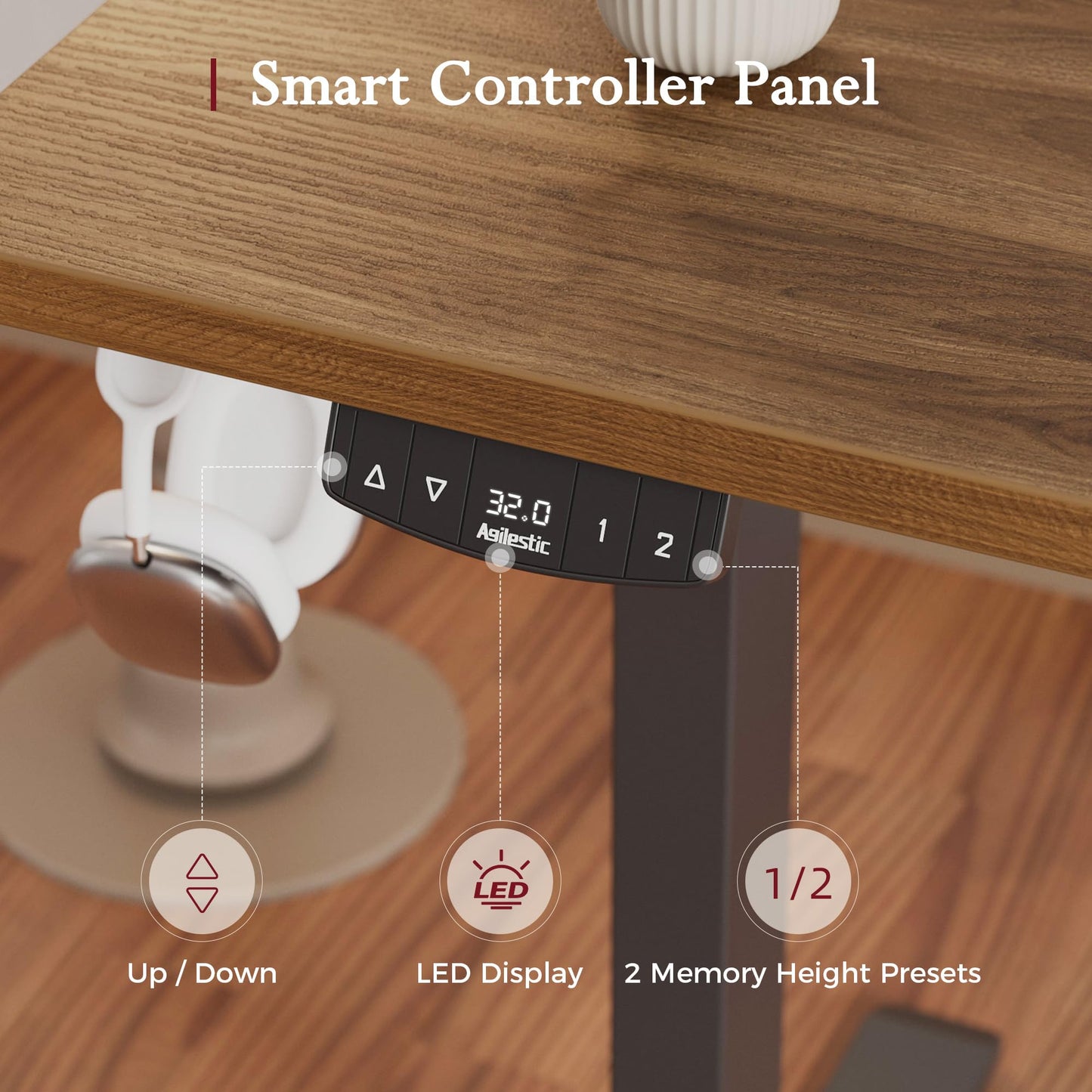 Klicelor L Shaped Standing Desk, 55 Inch Electric Height Adjustable Desk with Memory Preset, Reversible Sit Stand Up Computer Workstation for Home Office, Splice Board, Dark Walnut