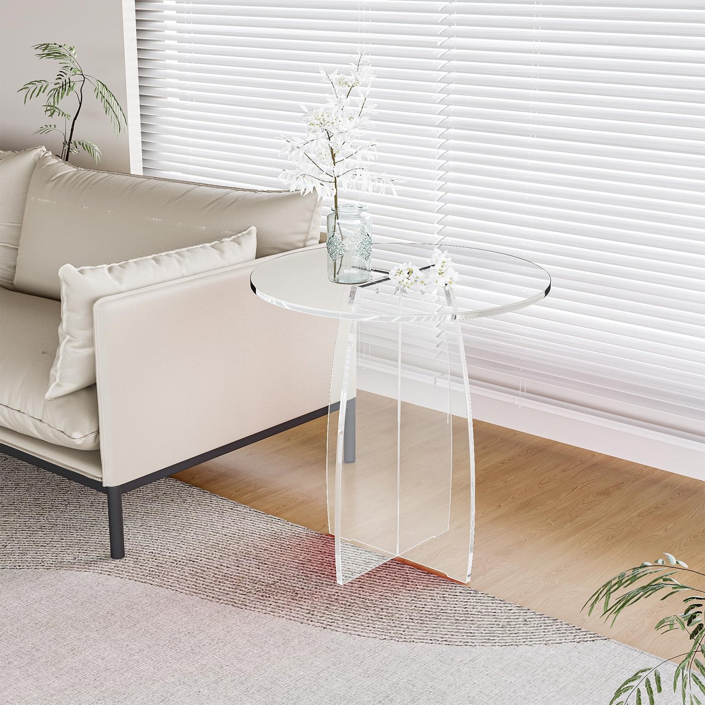 Dethan Clear Acrylic End Table, Modern Lucite Side Table, Minimalist Nightstand & Accent Table for Living Room, Bedroom & Sofa Side, Spacious Design, 20 x 20 x 21.1 in