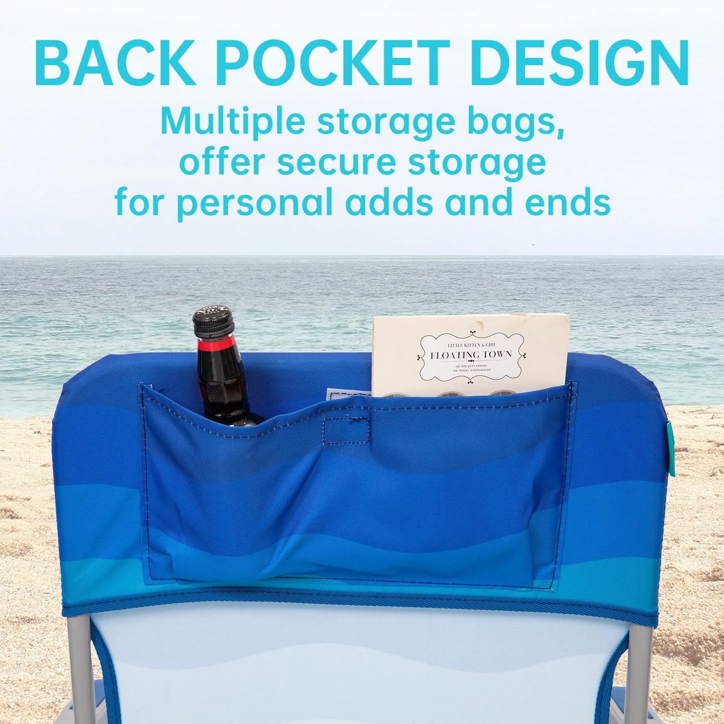 #WEJOY Folding Beach Chair for Adults, Lightweight Beach Chair with Shoulder Straps, High Back Camping Chairs with Hard Armrest, Supports 300lbs for Outdoor Lawn Concert (Dark Blue White)