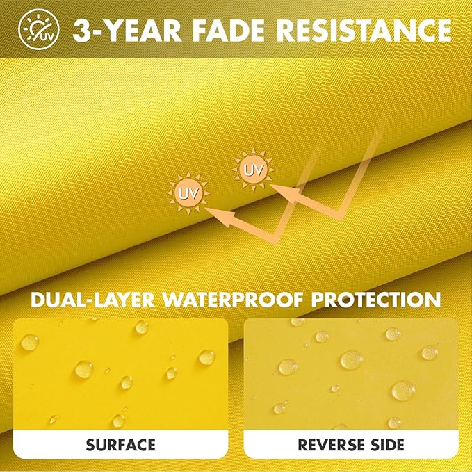 MIULEE Yellow Outdoor Seat Cushion 24x24 Inch Waterproof & 3 Year Fade
