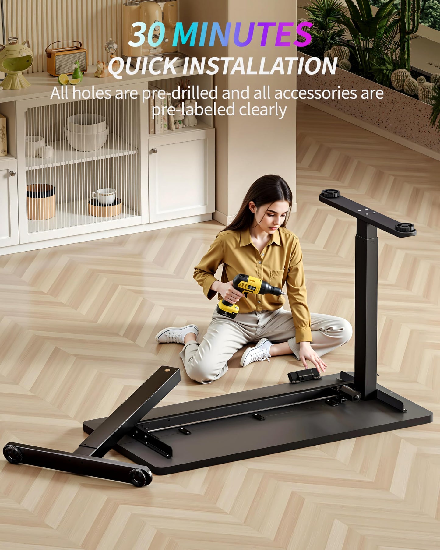 BIZUM Standing Desk Electric Adjustable Computer Desk-Stand up Desk Office Gaming Home Office Memory Desks 48x24 inches Black