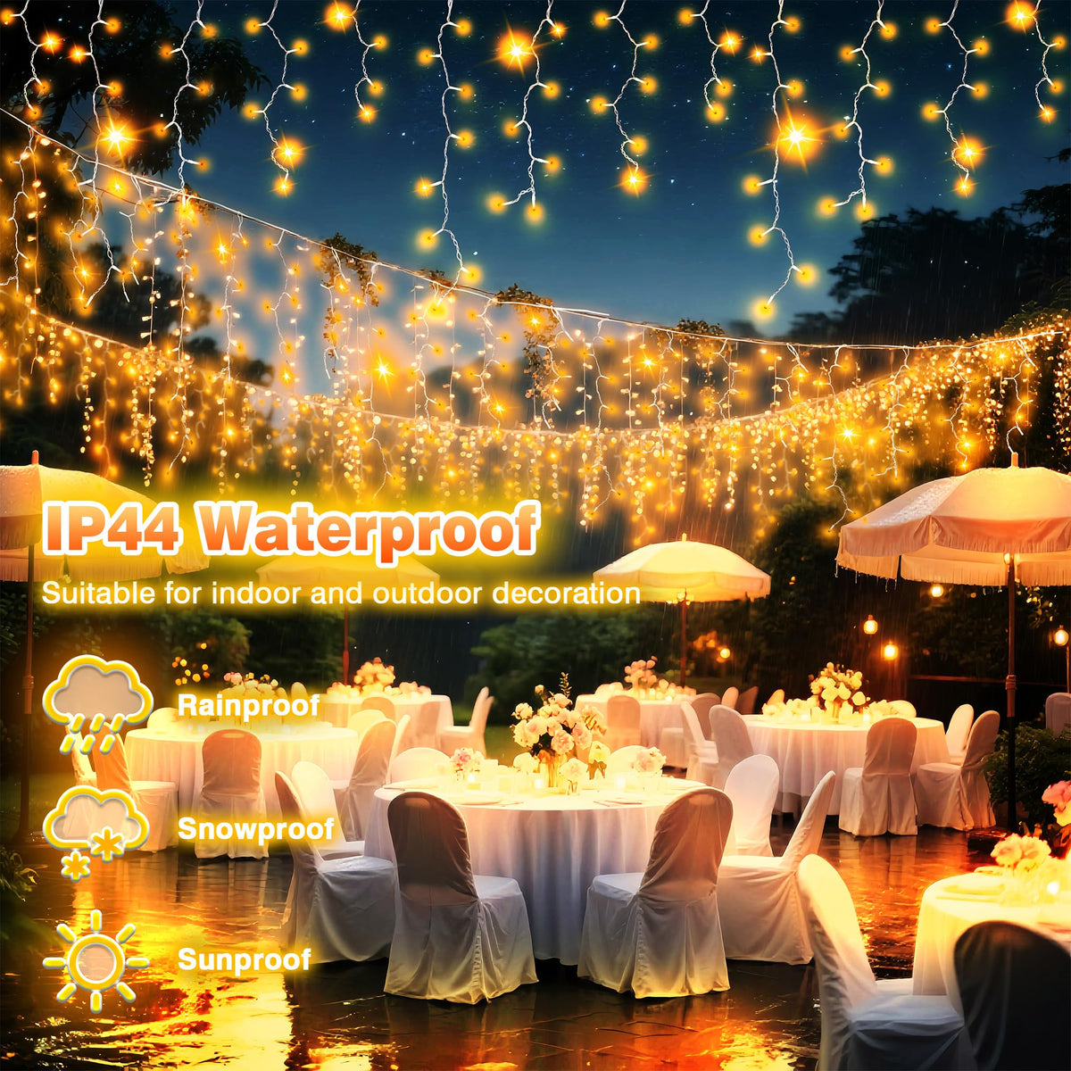 1000 LED Icicle Lights Outdoor, Plug in 98ft Waterproof Christmas String Lights, 8 Modes 4 Adjust Brightness, Remote & Timer, Indoor & Outside Decoration for Party, Wedding, Garden, Window, Wall