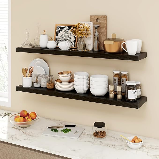 Acovy 48 Inch Floating Shelves, 9.3" Deep Floating Shelf Wall Mounted, Rustic