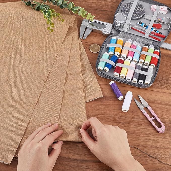 59 Inch Khaki Canvas Upholstery Fabric Linen Liner Fiber by The Yard Blend