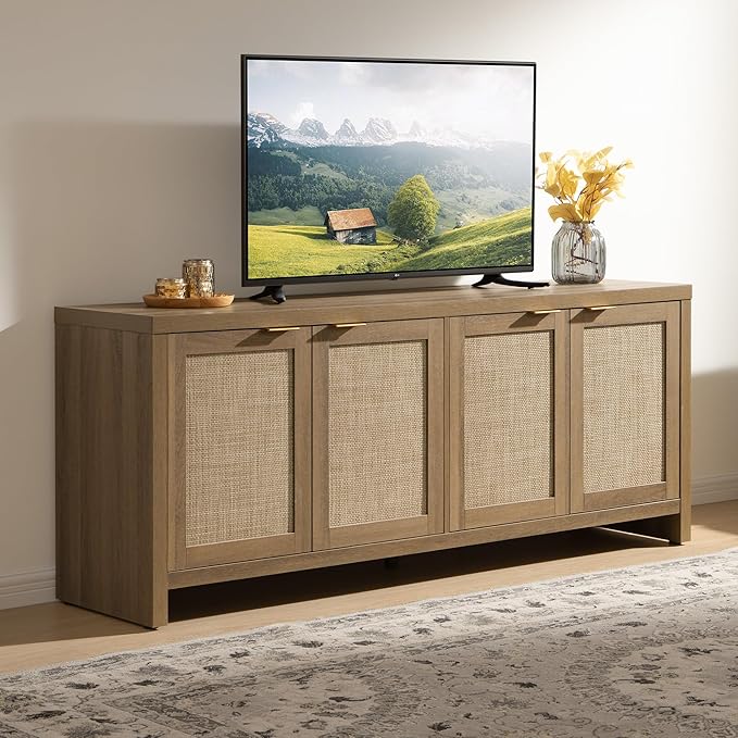 SICOTAS TV Stand for Living Room Boho Entertainment Center for Bedroom