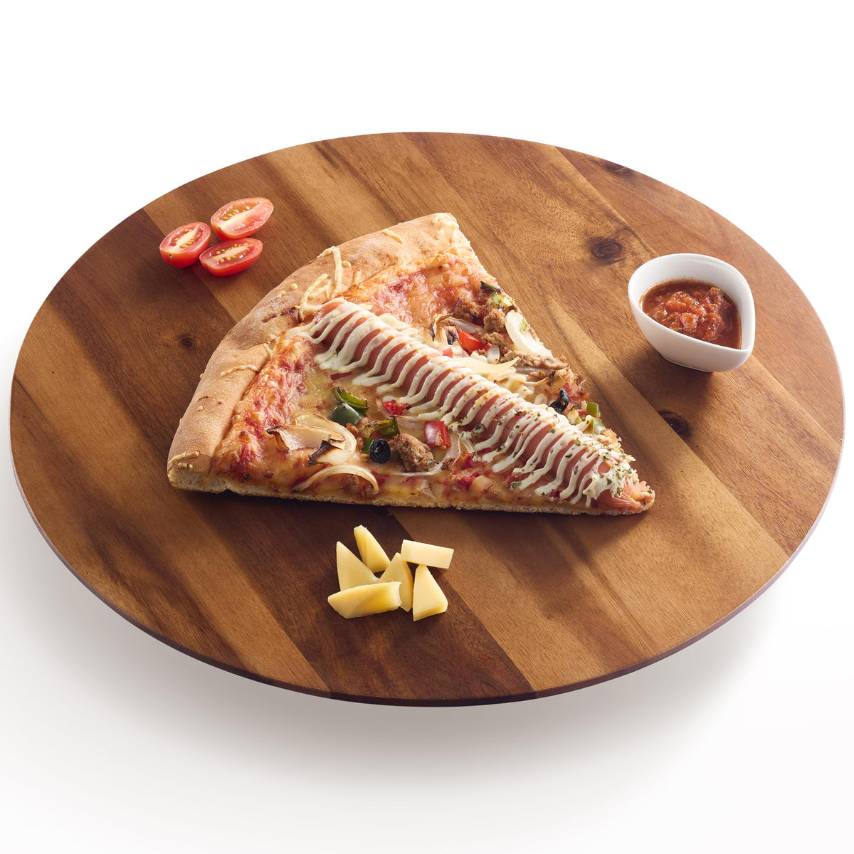 TIDITA 16" Acacia Wood Lazy Susan for Table Top - Wooden Turntable Serving Tray for Charcuterie Boards Cheese Board - Extra Large Round Lazy Susan Organizer - Kitchen Revolution for Countertop