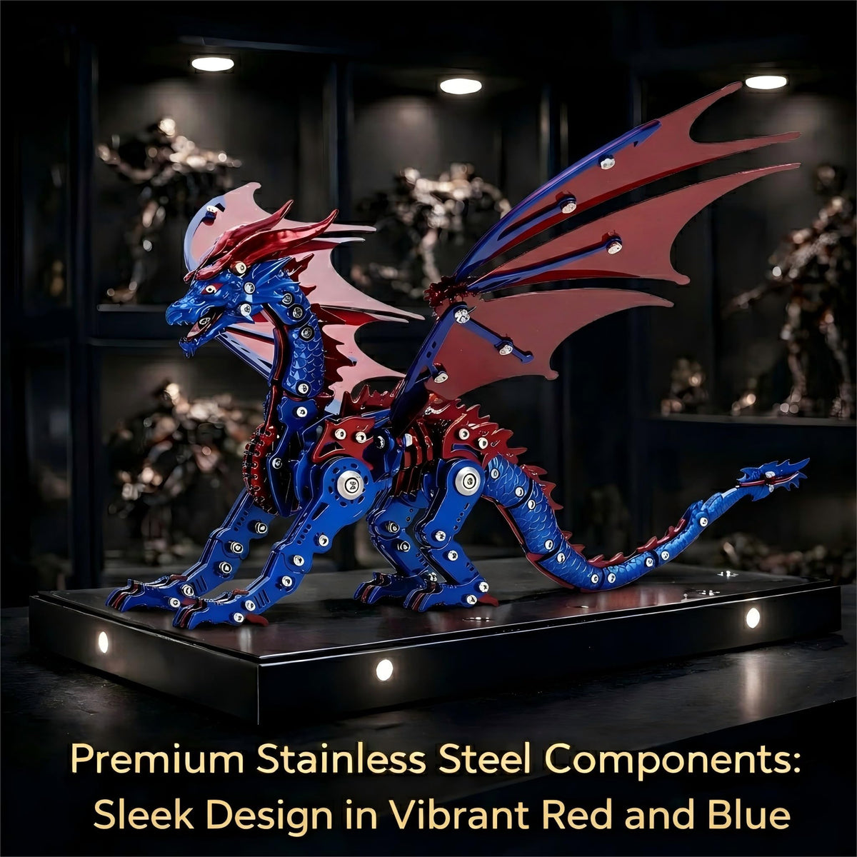 3D Metal Dragon Model Kit for Adults, Mechanical Pterosaur Puzzle, DIY Assembly Steel Model, Challenging Building Kit, Unique Gift for Men Desk Decor