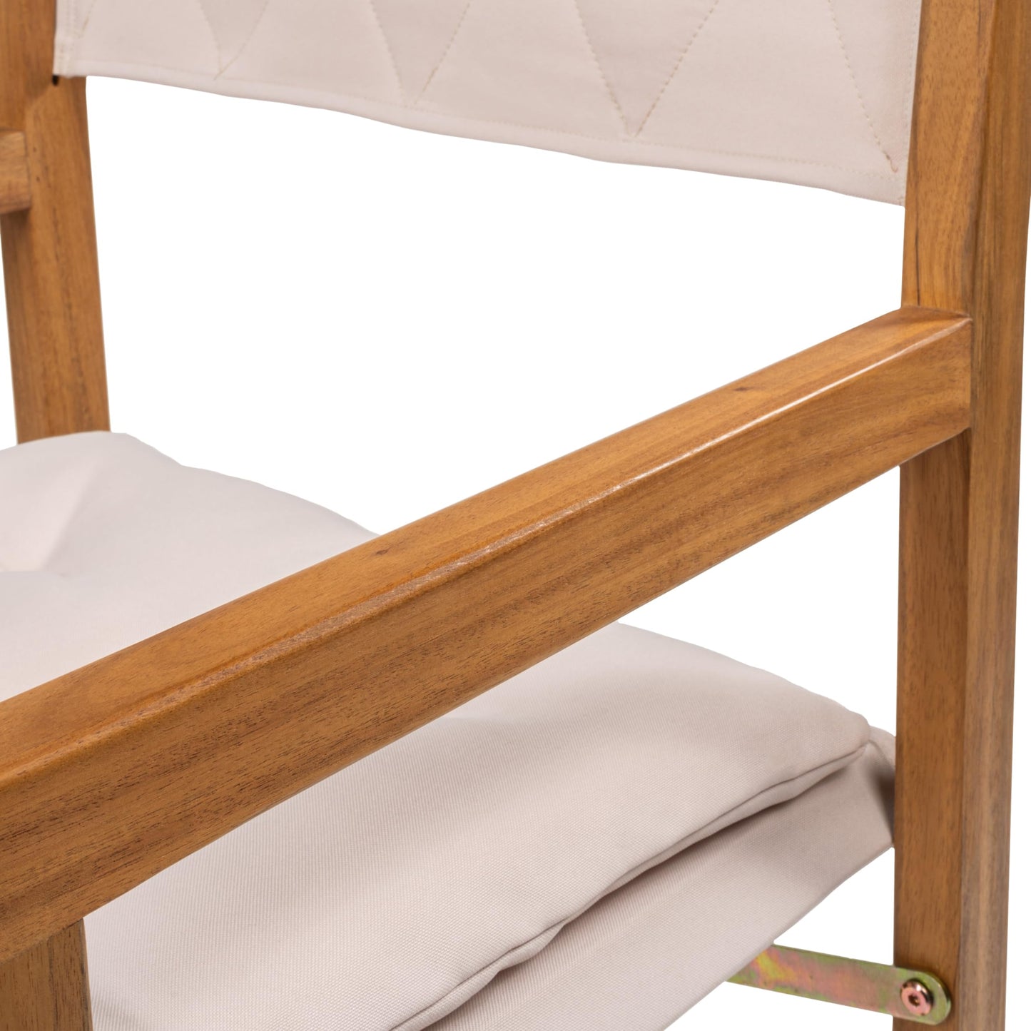 JONATHAN Y Waldo Acacia Wood Outdoor Director Chair Set of 2 for Patio & Balcony, Foldable Coastal Armchair with Beige Diamond-Quilted Cushions, Teak Brown DRC1002A-SET2
