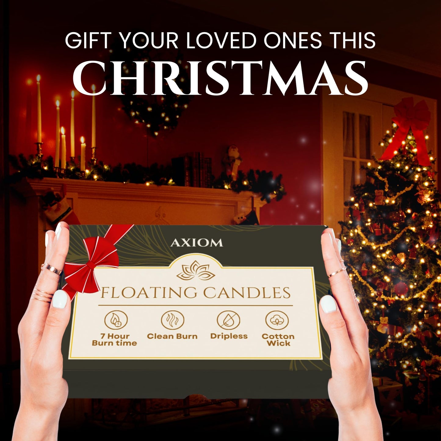 Axiom Floating Candles for Centerpieces - Floating Candle 2 inch Hand-Rolled Paraffin, Cotton Wicks, 4-Hour Clean Burn (Ivory, 12 Count)