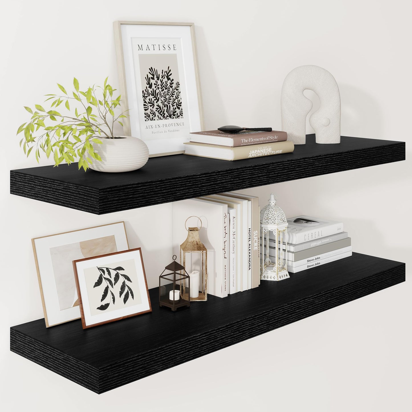 Vivelove 12" Deep Floating Shelves for Wall 36 Inches Long, 2 in Thick Wall Shelves, Shelf for Bedroom, Bathroom, Living Room, Kitchen, Office, Modern Home Decor, 36" X 12" X 2", Set of 2, Black
