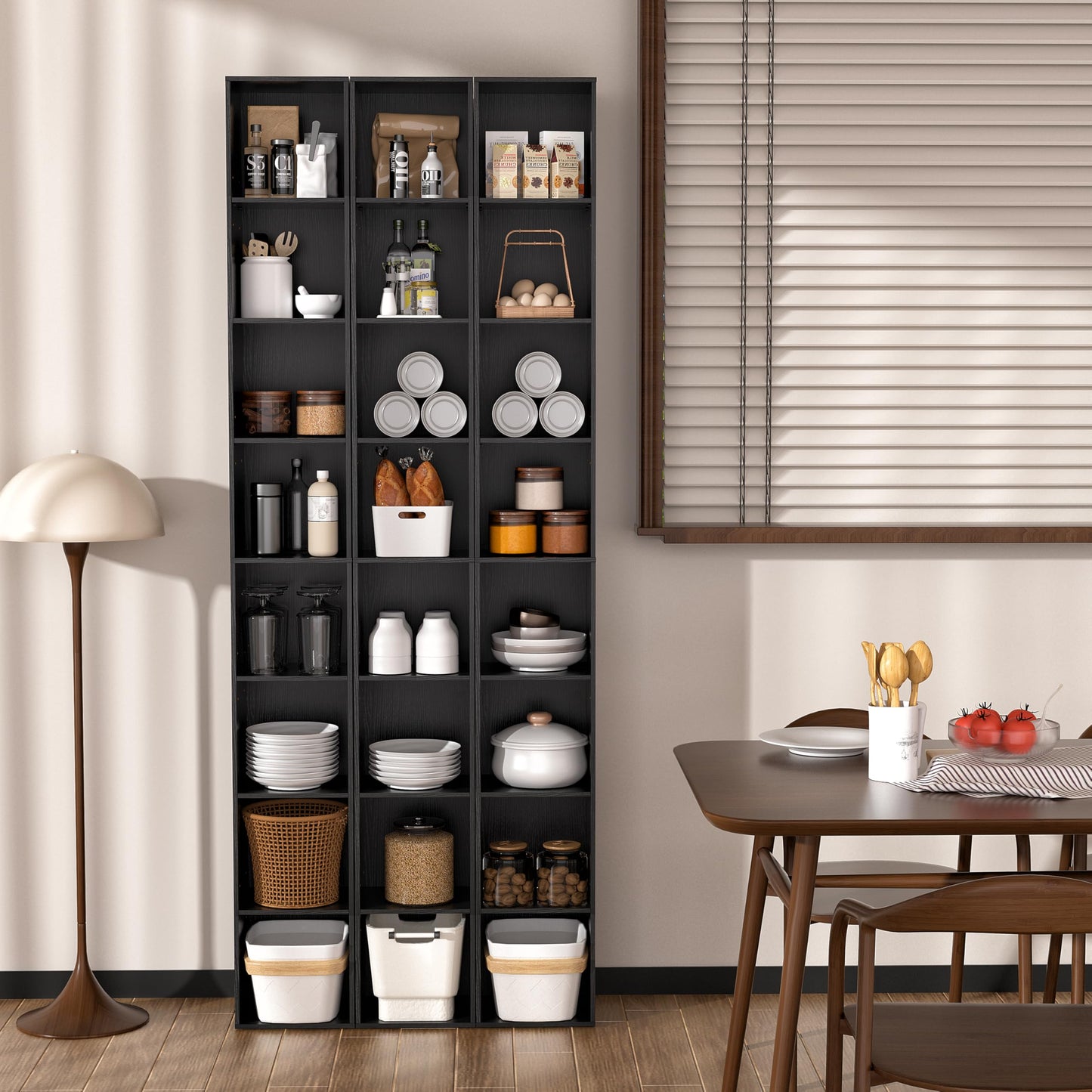NewBeth 8-Cube Storage Organizer Bookcase, Tall Narrow Bookshelf for Home Office, Black