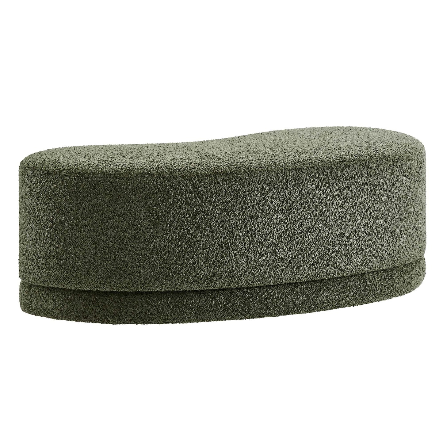 Modway Nimbus 48 Inch Curved Ottoman Bench in Sage - Soft Fabric Chenille Ottoman - Versatile Bedroom Bench - Bouclé Footstool - Upholstered Coffee Table - Bedroom and Living Room Furniture
