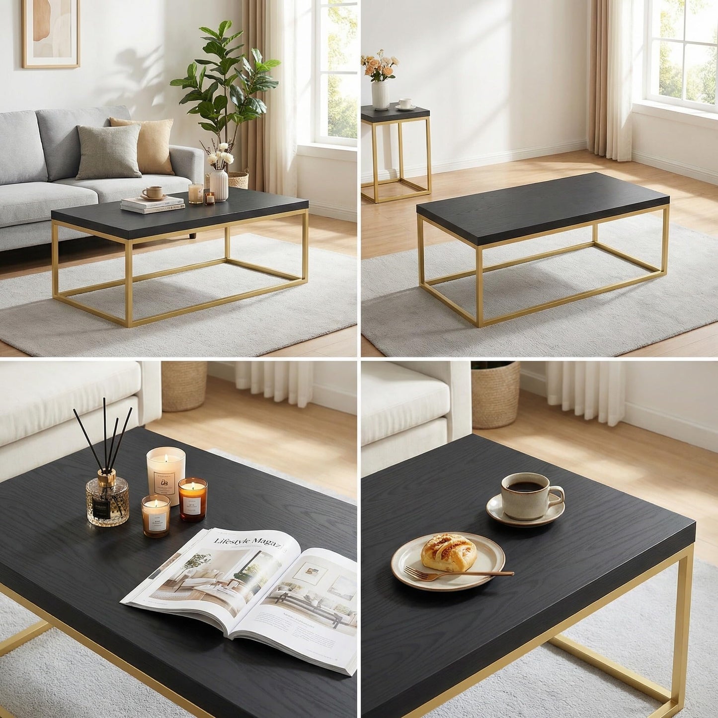 CENSI 40" Black and Gold Coffee Table