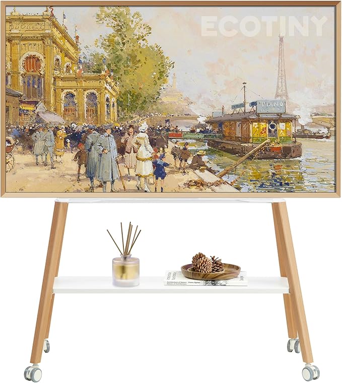 Rolling Easel TV Stand for 49–75 Inch TVs, Mobile TV Cart