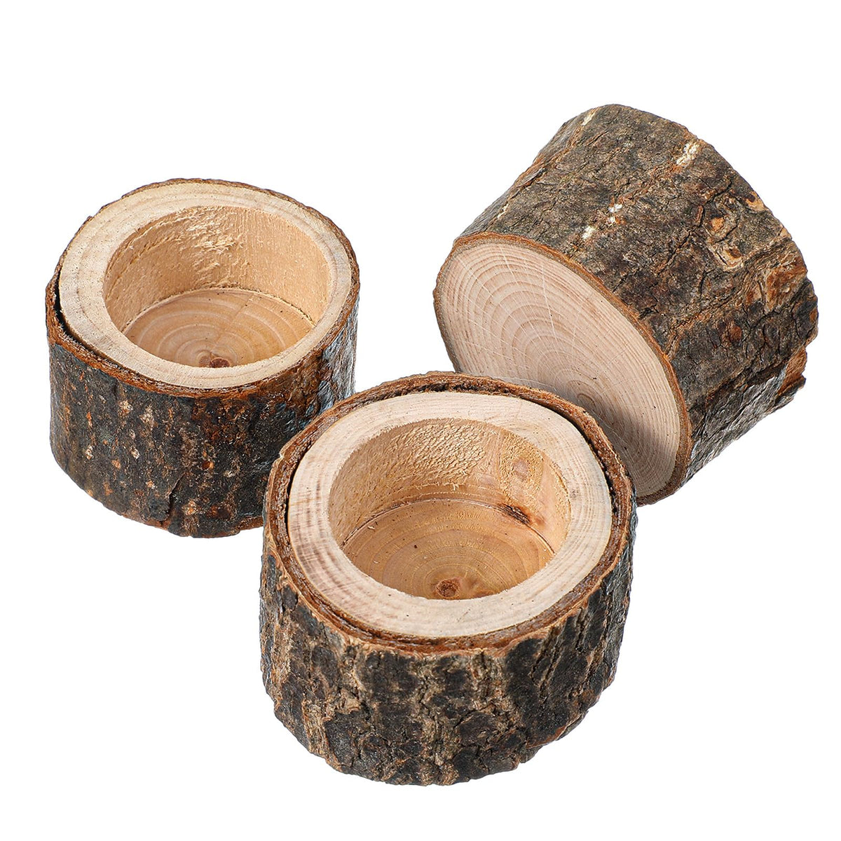 24 Pcs Wooden Tea Light Candle Holders Votive Candle Holders, Rustic Wooden Pillar Candle Stands Vintage Tealight Holders Set Candle Centerpieces for Dining Table Wedding Party, 1.6" H