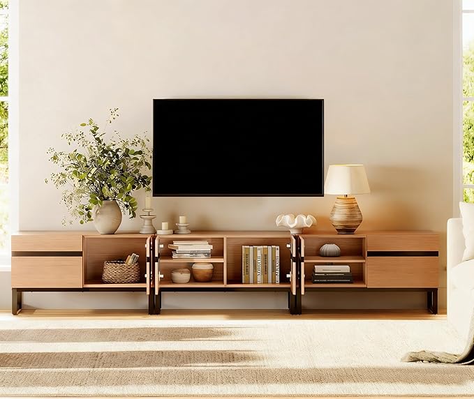 WAMPAT Modern TV Stand for 32-110 Inch TVs, Wood Entertainment Center