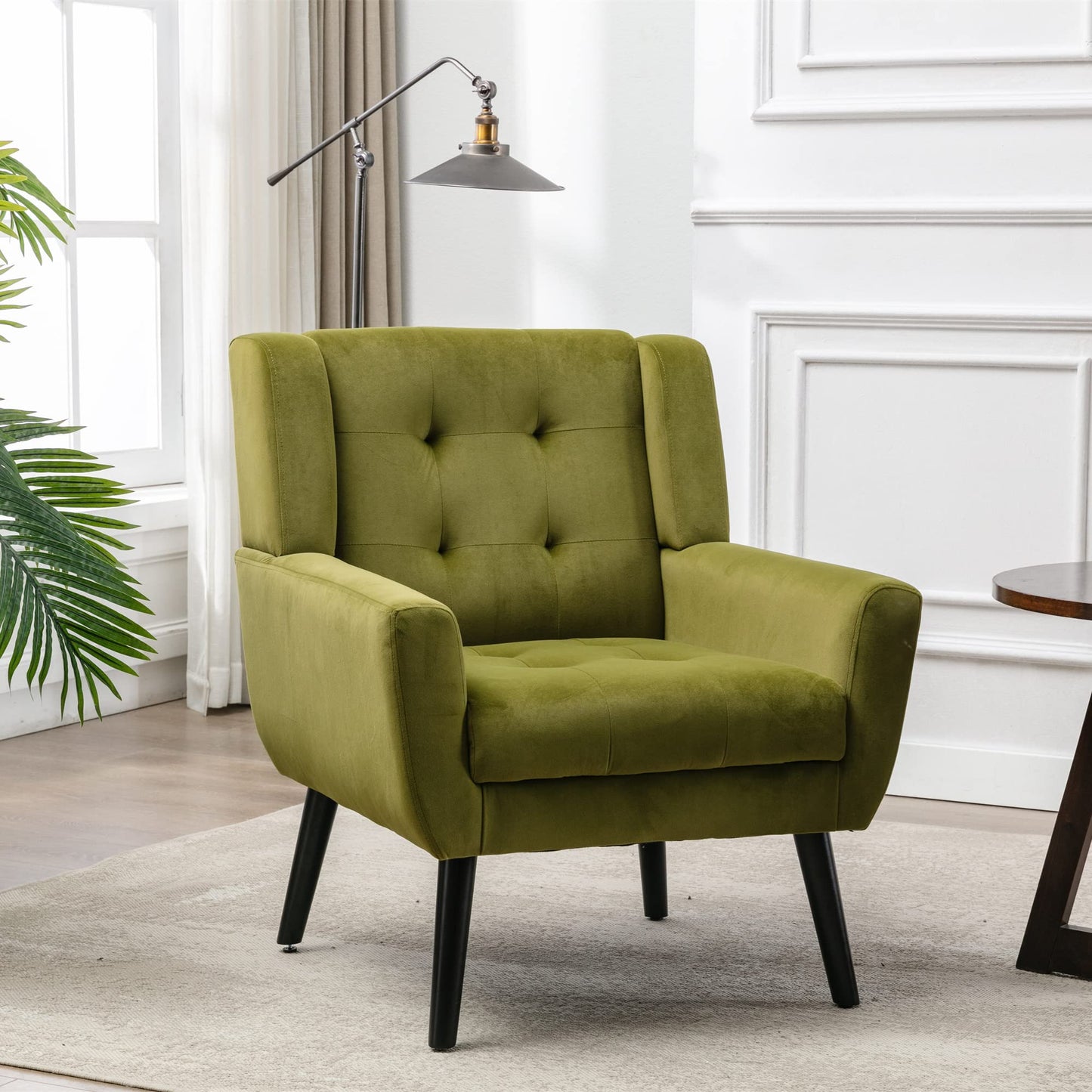 SPOFLYINN Armchair, Living Room Curved Back, Velvet Cushion, 250 Lbs Weight Capacity Ergonomics Accent Chair, Single Sofa for Bedroom 1 Upholstered 1 48.29 Green 48.29 L-Shape