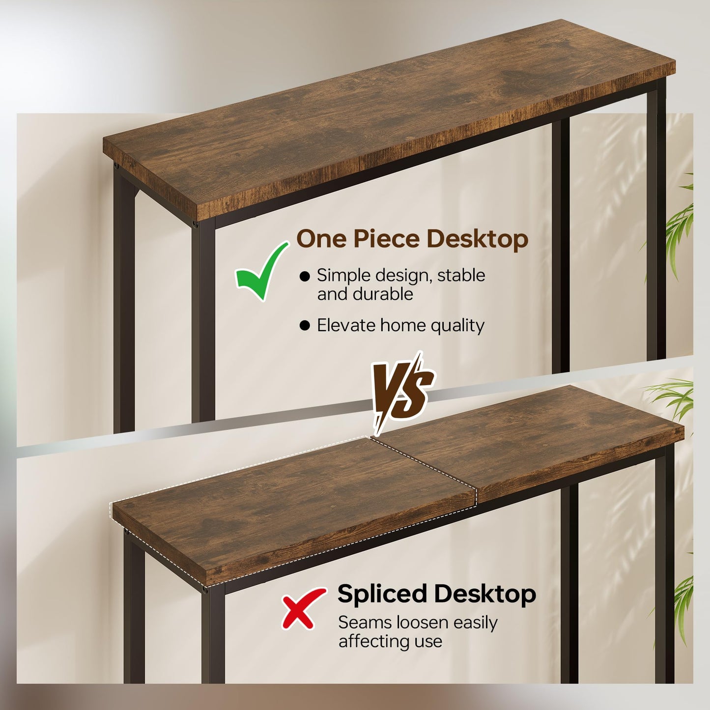 2 Pack Narrow Entryway Console Table & Sofa Side Table - Industrial Hallway Table for Small Spaces, Behind Couch Table, Multi-Functional Living Room Bedroom Office,Brown, 29.5" x 9.4" x 29.5"