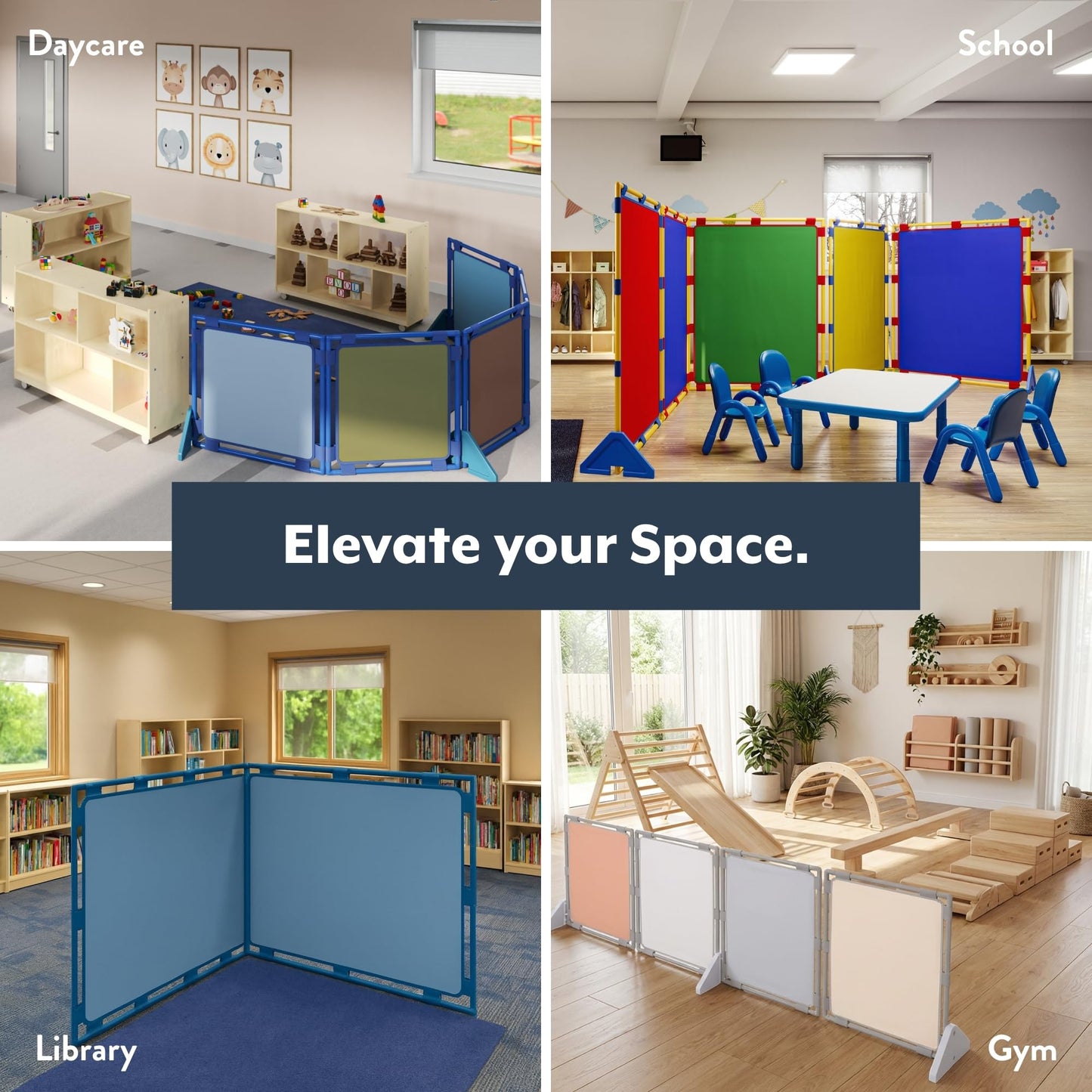 Children's Factory Big Screen PlayPanel, Kids Room Divider, Classroom Privacy Screen, Cantilever Feet Included, Sage